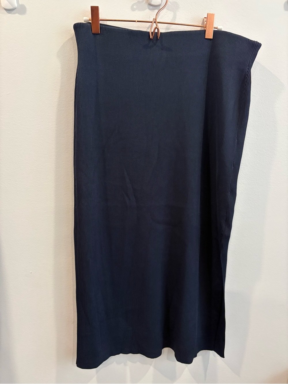 NWT Lauren Ralph Lauren Grenyay Ribbed Midi Pencil Skirt Navy L $145